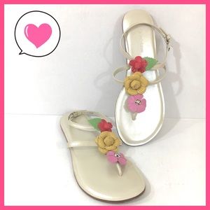 Brighton Oz pearl ankle flower sandals 7.5 7 1/2